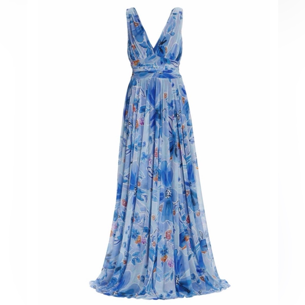 Prabal Gurung Blue Floral Maxi Dress